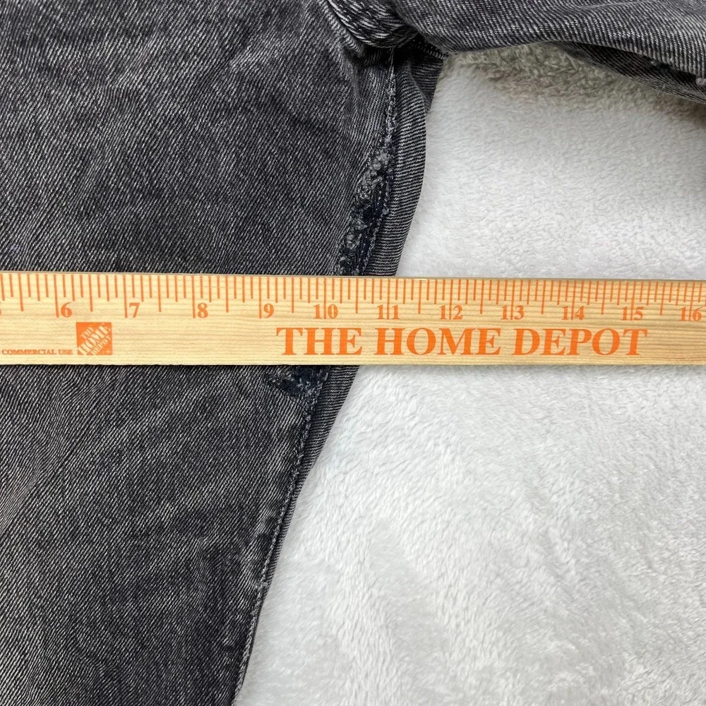 Levi's Straight Jeans Gray Denim Distressed Frayed Hem Button Fly‎ Classic 32X26
